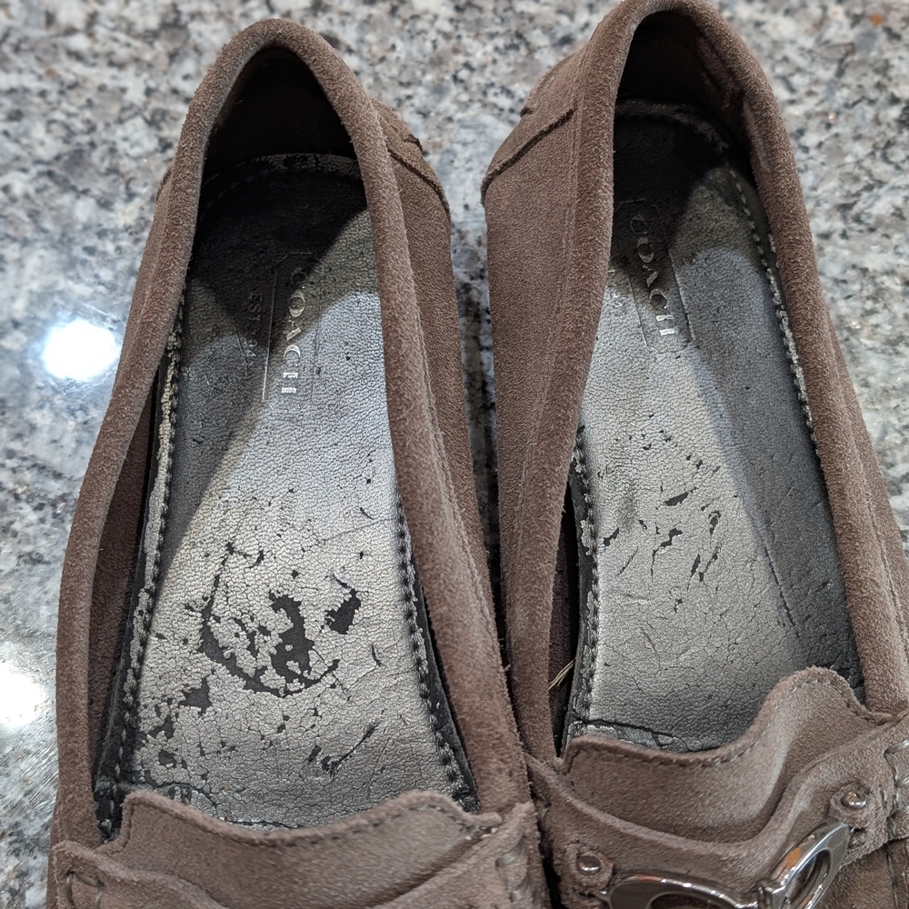 Coach Suede Loafers Women’s Size 7B Brown Slip On Driving Shoes Horsebit - Picture 3 of 10